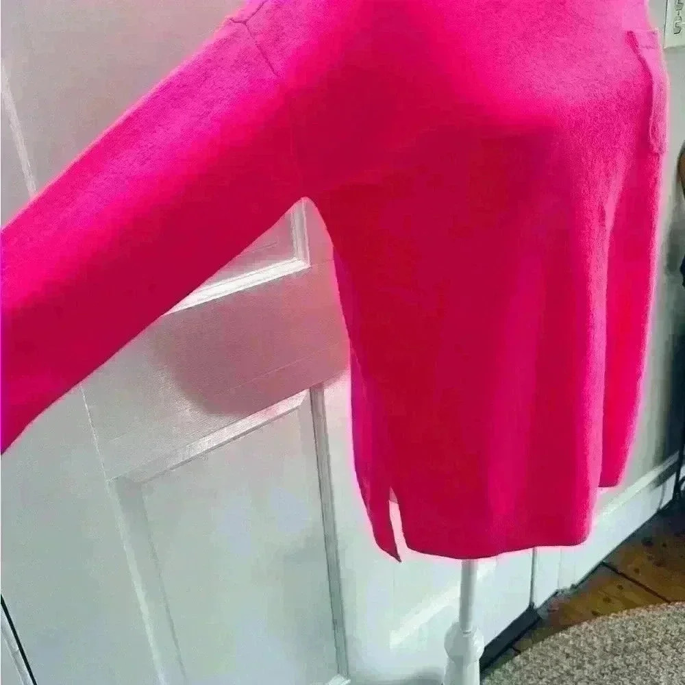 Vineyard Vines Cashmere Sweater Neon Pink Crew Neck Pocket XXS - Picture 4 of 11